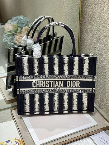 Dior Small Book Tote Blue D-Stripes - 36.5 x 28 x 17.5 cm
