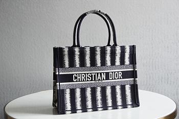 Dior Book Tote Blue D-Stripes - 41.5x34.5x16cm