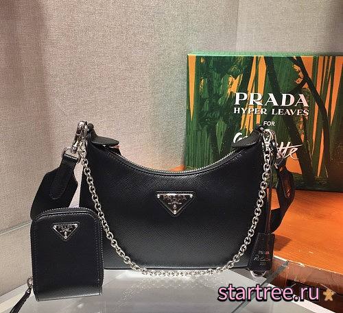 Prada | Re-Edition 2005 Saffiano Black Silver - 1BH204 -23x17x6.5cm - 1