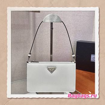 Prada Saffiano White Leather Mini Bag - 1BC155 - 20x12x5.5cm