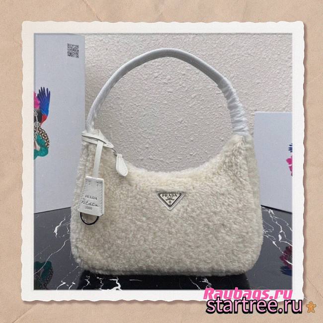 Prada Re-Edition 2000 White Shearling Mini-bag- 1NE515 - 23x14x5cm - 1