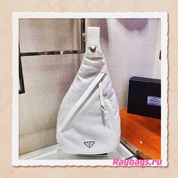 Prada Re-Nylon & Leather White Backpack - 2VZ092 - 26.5x37.5cm