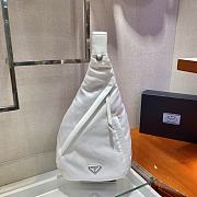 Prada Re-Nylon & Leather White Backpack - 2VZ092 - 26.5x37.5cm - 5