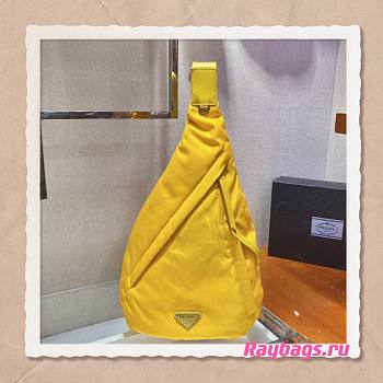 Prada Re-Nylon & Leather Yellow Backpack - 2VZ092 - 26.5x37.5cm