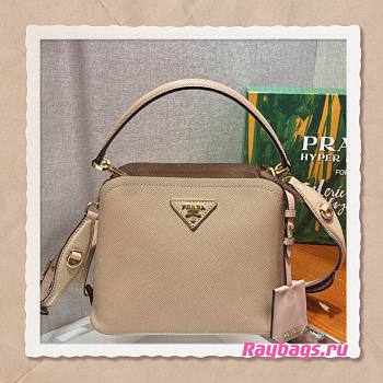 Prada Matinée Micro Saffiano Beige Bag - 1BA286 - 21x16.5x9.5cm