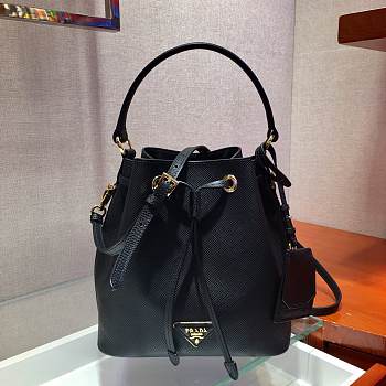 Prada Saffiano Bucket Black Bag - 1BZ032- 22x22x14cm