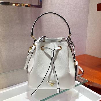 Prada Saffiano Bucket White Bag - 1BZ032- 22x22x14cm