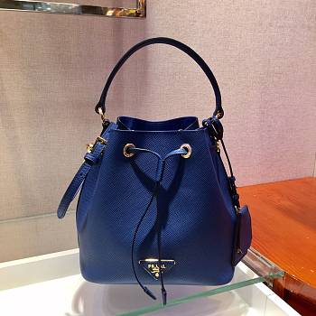 Prada Saffiano Bucket Blue Bag - 1BZ032- 22x22x14cm