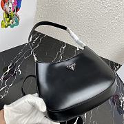 Prada Cleo Brushed Black Leather Shoulder Bag - 1BC499 - 22x6x27cm - 2