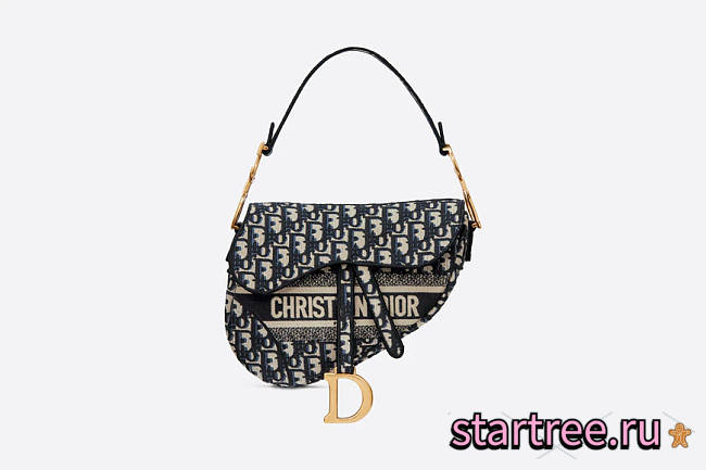 Dior Christian Saddle Blue Oblique Embroidery- M0446C -  25.5 x 20 x 6.5 cm - 1