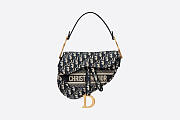 Dior Christian Saddle Blue Oblique Embroidery- M0446C -  25.5 x 20 x 6.5 cm - 1