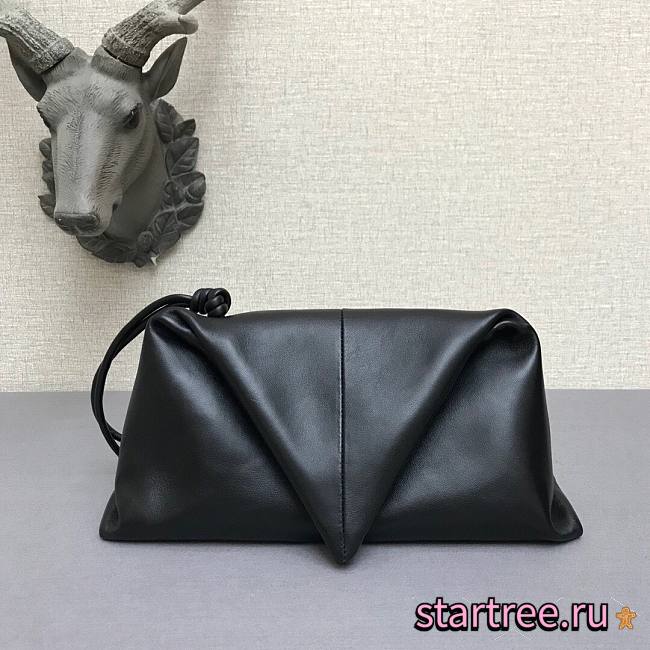  BOTTEGA VENETA Trine Black leather clutch - 16x18x32cm - 1