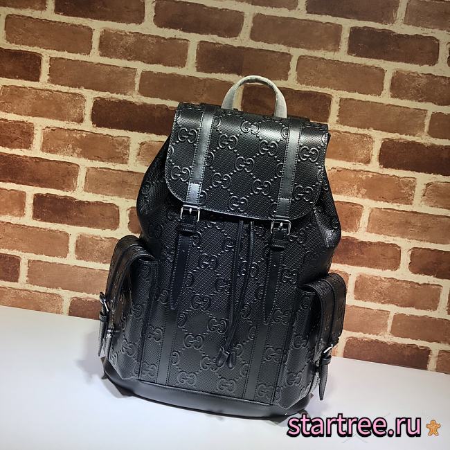 GG Embossed Black Backpack - ‎625770 - 34x41x12cm - 1