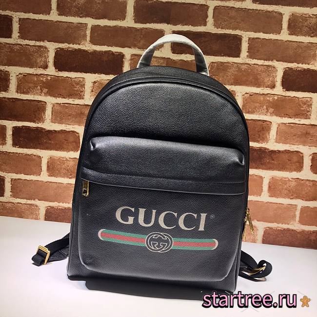 Gucci Print Black Leather Backpack- 547834 - 32x41x18cm - 1