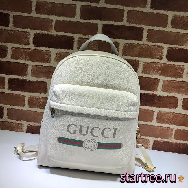 Gucci Print White Leather Backpack- 547834 - 32x41x18cm - 1