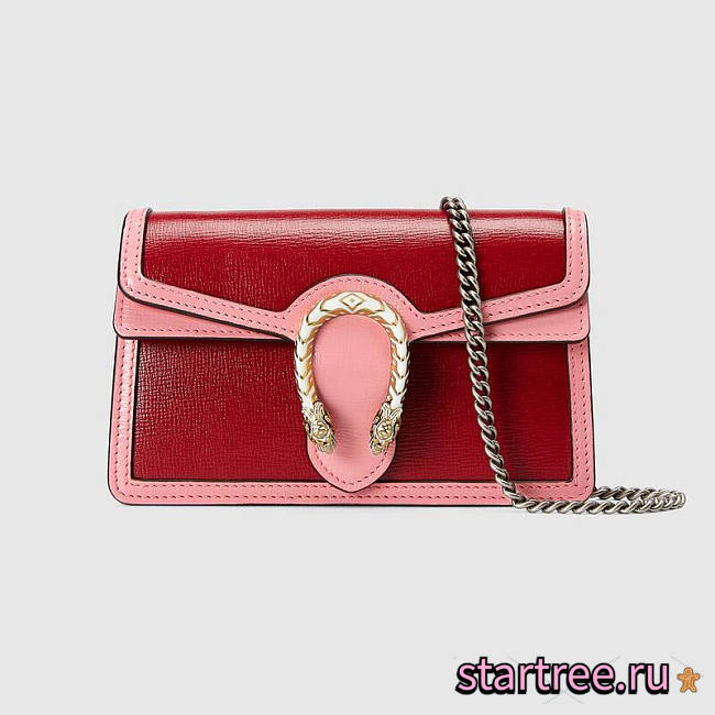 Gucci Red & Pink Super Mini Dionysus Bag - 16.5x10x4.5cm - 1