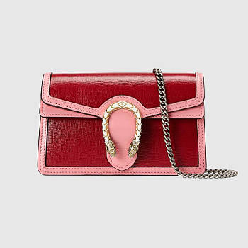 Gucci Red & Pink Super Mini Dionysus Bag - 16.5x10x4.5cm
