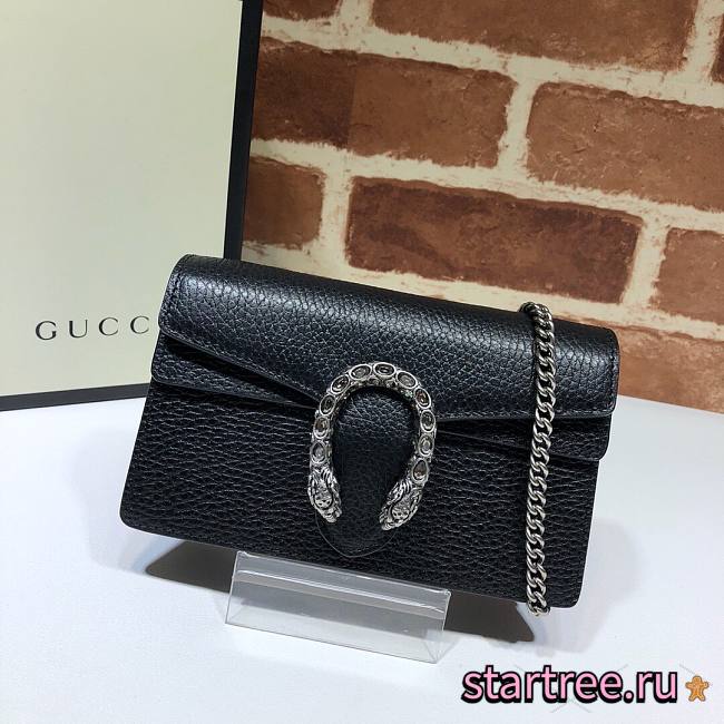 Gucci Dionysus Leather Super Mini Black Bag 476432 - 1