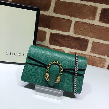 Gucci Dionysus Leather Super Mini Green Bag - 476432 - 16.5x10x4.5cm