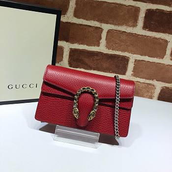 Gucci Dionysus Leather Super Mini Red Bag - 476432 - 16.5x10x4.5cm