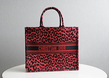 Dior Book Tote Raspberry Pop Mizza Embroidery - 41.5x34.5x16cm