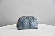 Dior Caro Beauty Pouch Black Cannage Lambskin Light Blue - 23x15.5x7.5cm - 1