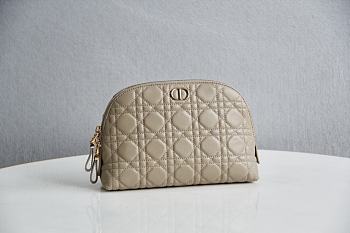 Dior Caro Beauty Pouch Black Cannage Lambskin Beige - 23x15.5x7.5cm