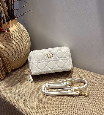 Dior Caro Double Pouch White - 19x 10.5 x 5 cm