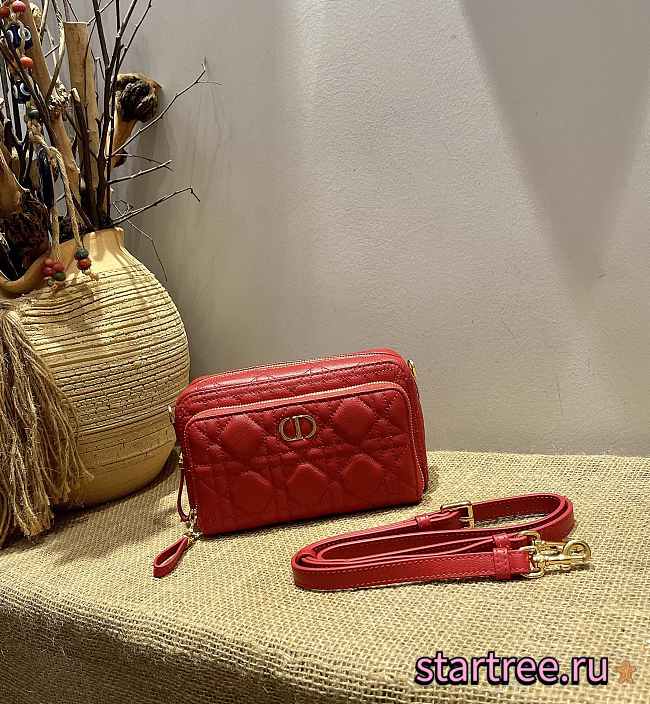 Dior Caro Double Pouch Red - 19x 10.5 x 5 cm - 1