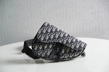 Dior Mini Saddle Beige and Black Dior Oblique Jacquard - 21x16x3cm