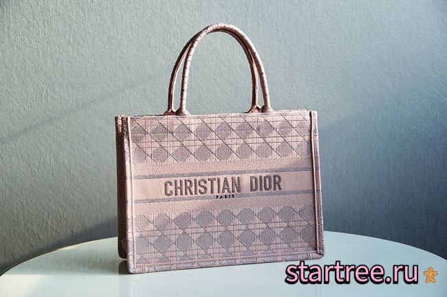  Christian Dior Book Tote Bois de Rose Cannage Embroidered - 36.5x28x17.5cm - 1