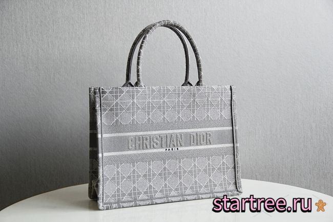 Christian Dior Book Tote Gray Cannage Embroidered - 36.5x28x17.5cm - 1