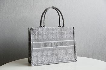 Christian Dior Book Tote Gray Cannage Embroidered - 36.5x28x17.5cm