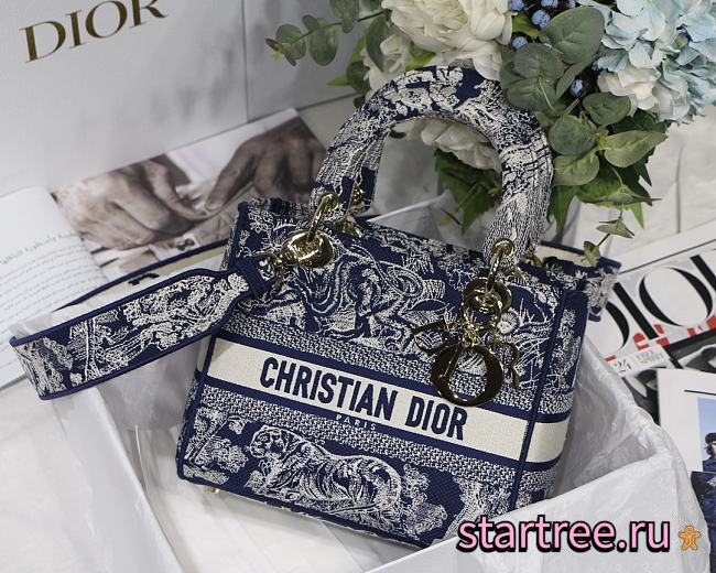 Dior Medium Lady D-Lite Bag Blue -  24 x 20 x 11 cm - 1