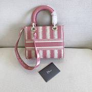 Dior Medium Lady D-Lite Bag Pink D-Stripes - 24 x 20 x 11 cm - 6