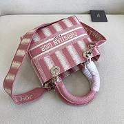 Dior Medium Lady D-Lite Bag Pink D-Stripes - 24 x 20 x 11 cm - 4