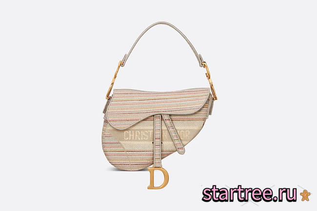 Dior Saddle Multicolor Stripes Embroidery - 25.5 x 20 x 6.5 cm - 1