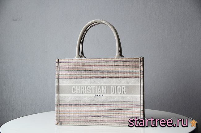 Dior Book Tote Small Multicolor Stripes Embroidery - 36.5x28x16cm - 1
