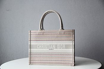 Dior Book Tote Small Multicolor Stripes Embroidery - 36.5x28x16cm