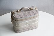  Dior Travel Vanity Case Multicolor Striped Embroidery - 18.5x13x10.5cm - 2