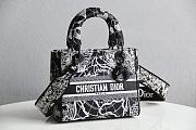 Dior Lady Medium D-Lite Black And White Around The World Embroidery - 24x20x11cm - 1