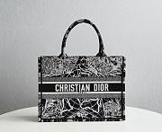 Dior Book Tote Black And White Around The World Embroidery- 36.5x28x14cm - 1