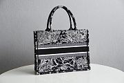 Dior Book Tote Black And White Around The World Embroidery- 36.5x28x14cm - 2