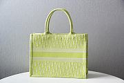 Dior Book Tote Lime Oblique Embroidery - 36x28x16cm - 3