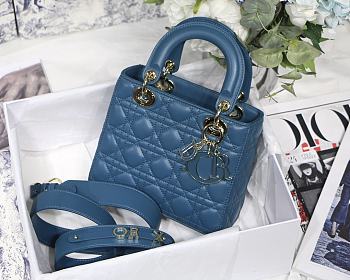 Dior Lady Deep Ocean Blue Gradient Cannage Lambskin - 20 cm x 16.5 cm x 8 cm