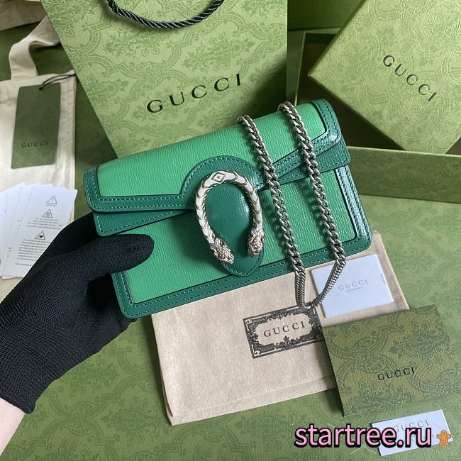 Gucci Dionysus Super Mini  Emerald Green Leather Bag - 16.5x10x4.5cm - 1