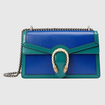 Gucci Dionysus Small Blue With Turquoise Leather Bag - 28x17x9cm