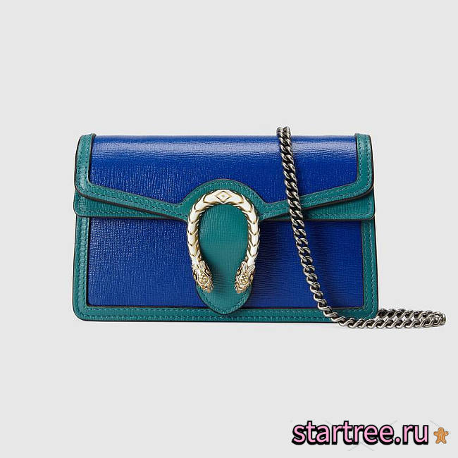 Gucci Dionysus Super Mini Blue With Turquoise Leather Bag - 16.5x10x4.5cm - 1