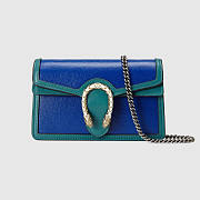 Gucci Dionysus Super Mini Blue With Turquoise Leather Bag - 16.5x10x4.5cm - 1