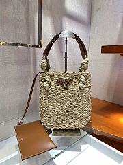 Prada Corn Husk and Leather Tote - 1BG327 - 23x26x5cm - 1